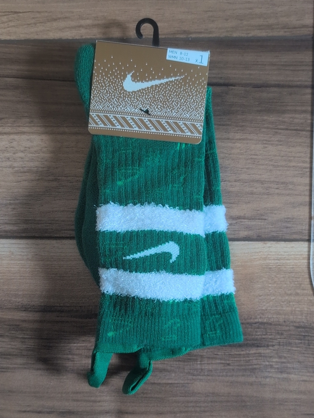 Nike Men’s Green Crew Socks with White Stripes